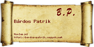 Bárdos Patrik névjegykártya