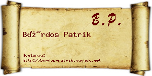 Bárdos Patrik névjegykártya